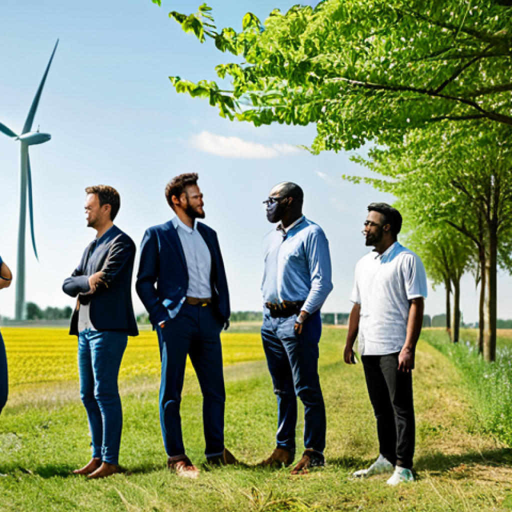 탄소 격리 식재 프로젝트의 지속 가능한 솔루션 - **Prompt:** "A diverse group of people planting trees together in a sunny, revitalized field, wearin...