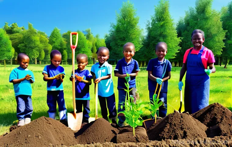 탄소 격리 식재의 효과적인 홍보 방법 - **Prompt 1: Children and Adults Planting a Future Forest**
    A vibrant, optimistic scene featuring...