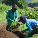 Home 15 탄소 격리 식재 프로젝트를 위한 자금 조달 방법 - **Prompt 1: Citizen-Led Forest of Hope**
"A vibrant, wide-angle shot of a diverse community joyf...