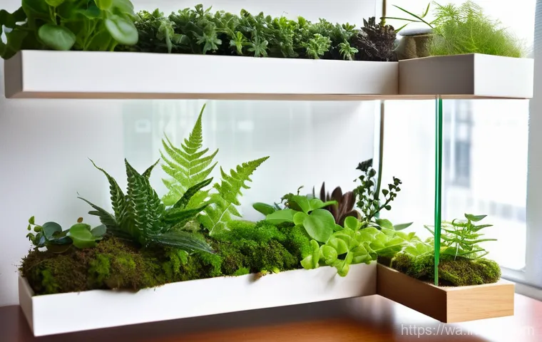 탄소 격리 식재를 위한 적합한 식물 종류 - **Prompt:** A bright, modern living room filled with various lush carbon-sequestering houseplants. A...