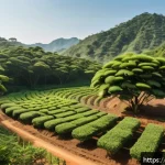 Home 23 탄소 격리 식재 프로젝트의 환경적 영향 - A vibrant tropical agroforestry scene showcasing a diverse mix of fruit trees and native tropical ha...