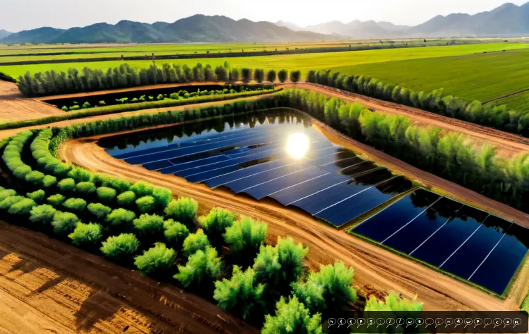 탄소 격리 식재 프로젝트의 재정적 지속 가능성 - Photorealistic aerial view of a large carbon sequestration planting project at sunrise, orderly rows...